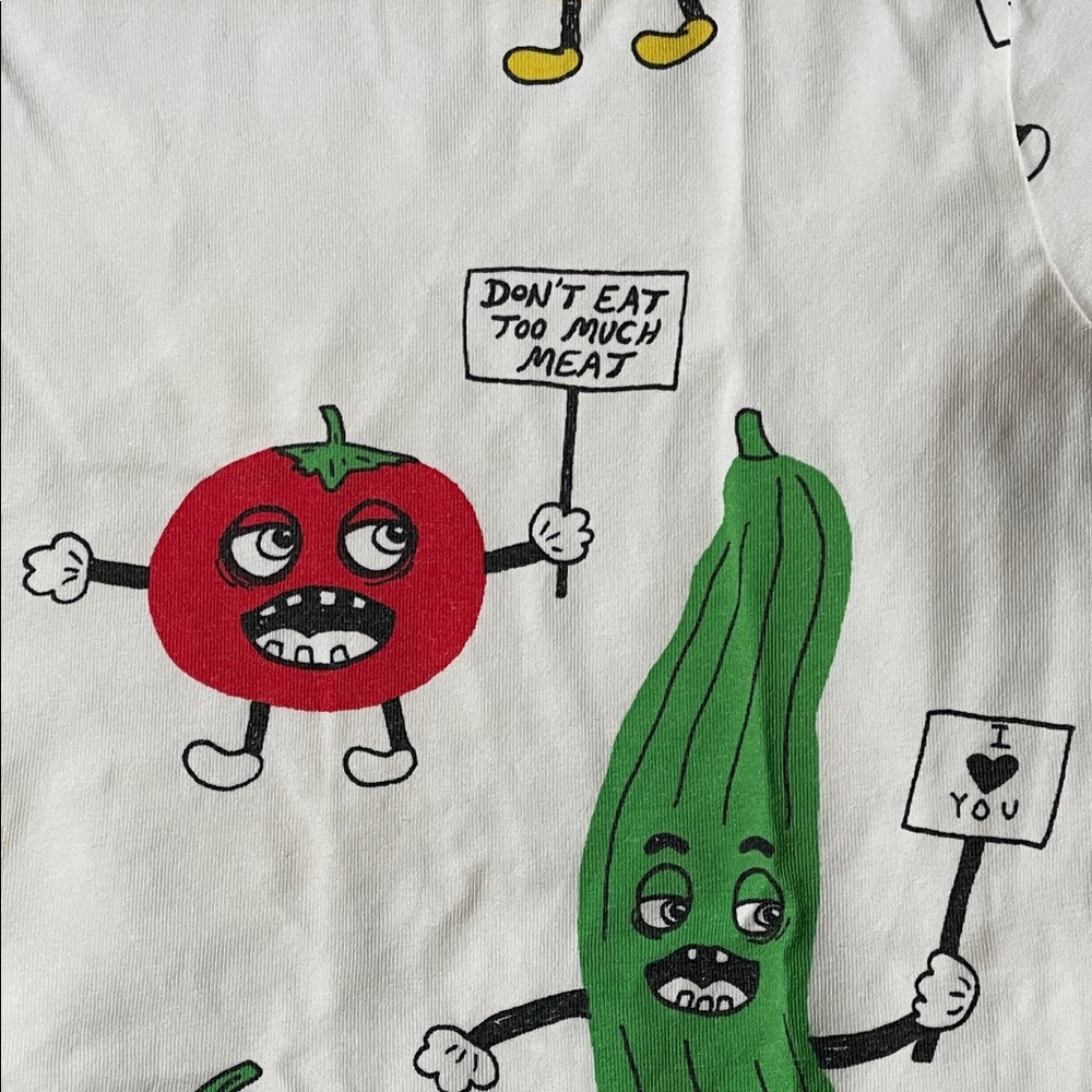 Mini Rodini White and Yellow Veggie Print T-Shirt - Picture 3 of 7